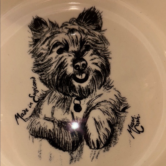 Rare Mason Cash Cream and Dark Green Dog Bowl with Terrier painted inside - Picture 4 of 10